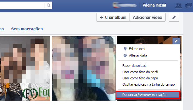 Como desmarcar foto no facebook