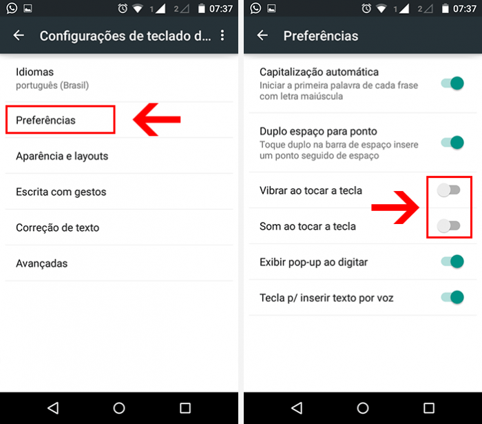 Como Desativar o Som e Vibração do Teclado do Android